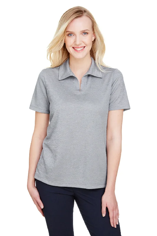 Devon & Jones Womens CrownLux Address Melange Performance Moisture Wicking Short Sleeve Polo Shirt - Heather Grey