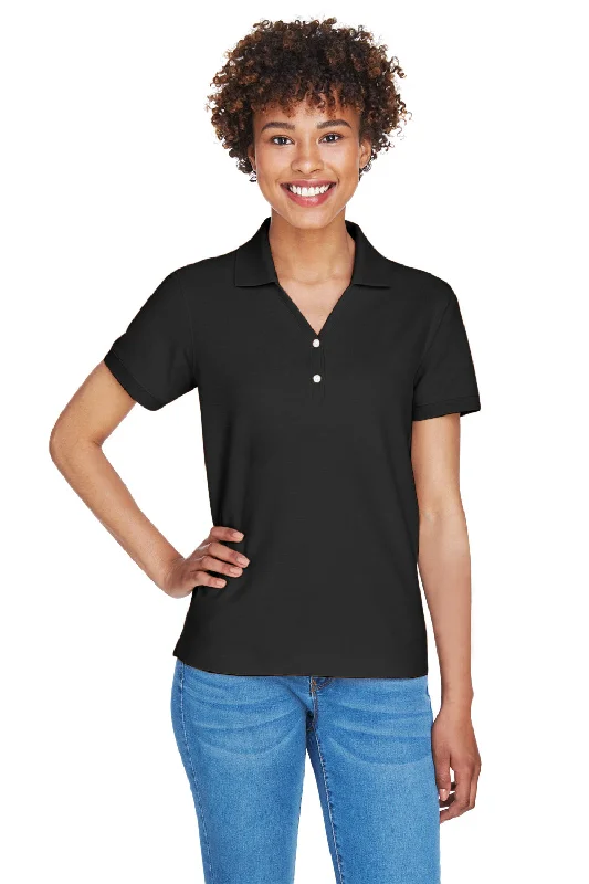 Devon & Jones Womens Short Sleeve Polo Shirt - Black