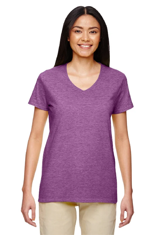 Gildan Womens Short Sleeve V-Neck T-Shirt - Heather Radiant Orchid - Closeout