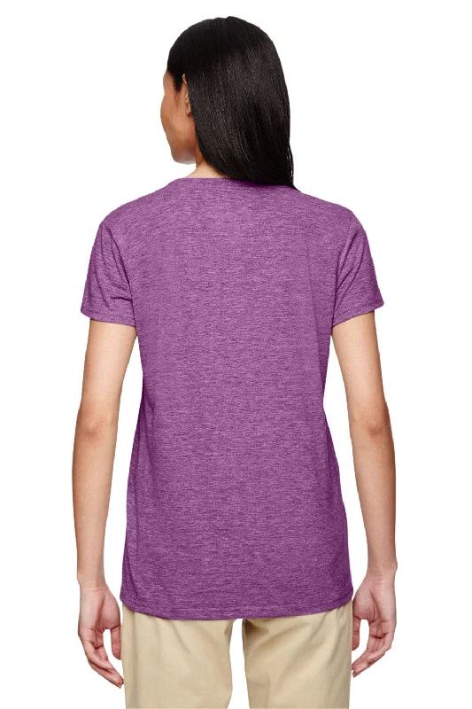 Gildan Womens Short Sleeve V-Neck T-Shirt - Heather Radiant Orchid - Closeout