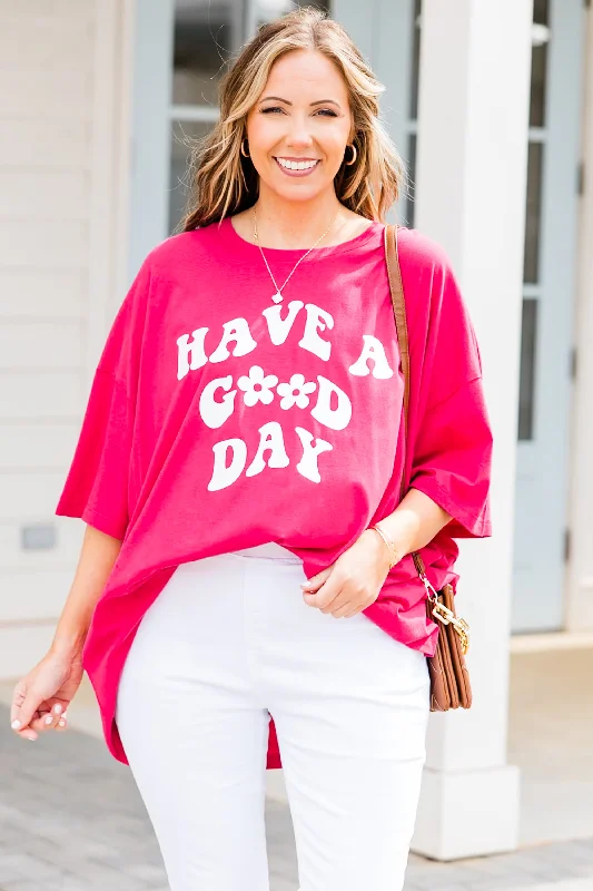 Have A Good Day Boyfriend Tee, Light Magenta