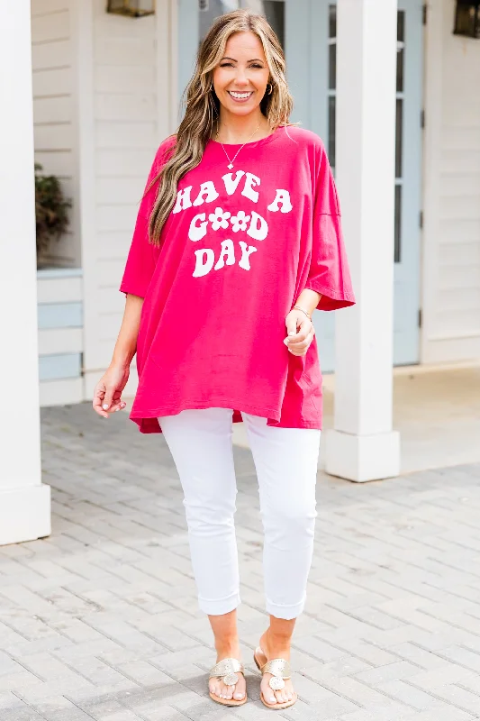 Have A Good Day Boyfriend Tee, Light Magenta