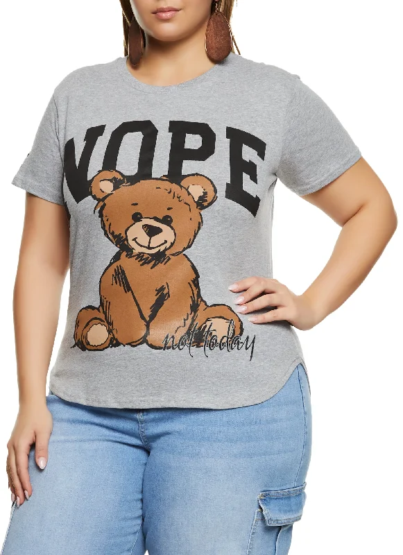 Plus Size High Low Hem Nope Graphic Tee