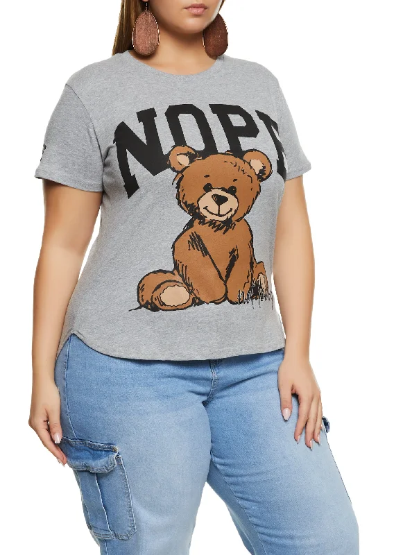 Plus Size High Low Hem Nope Graphic Tee