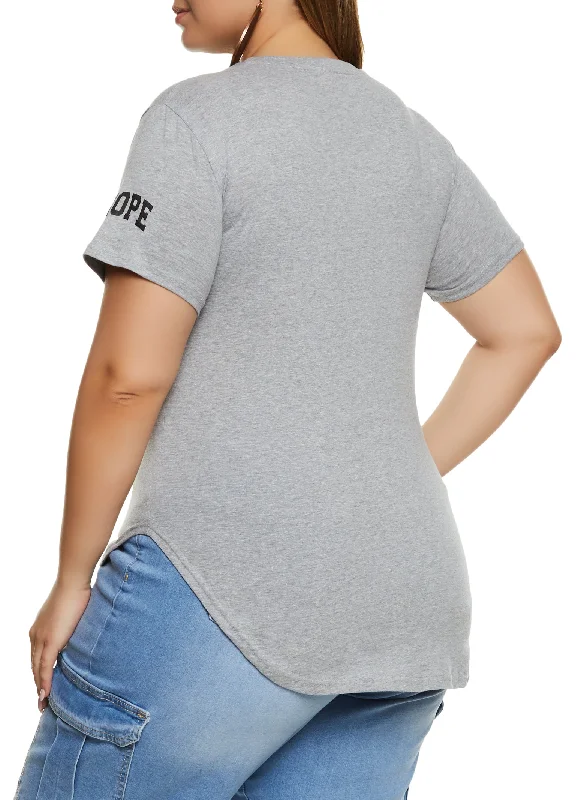 Plus Size High Low Hem Nope Graphic Tee