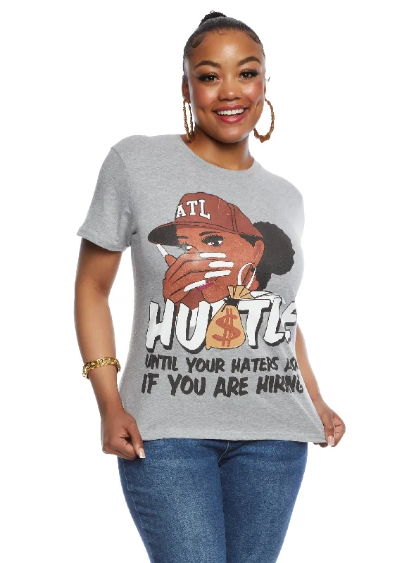 Plus Size Hustle Graphic High Low Tee