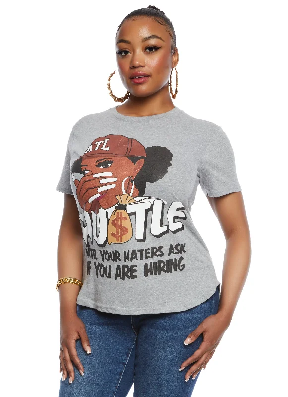 Plus Size Hustle Graphic High Low Tee