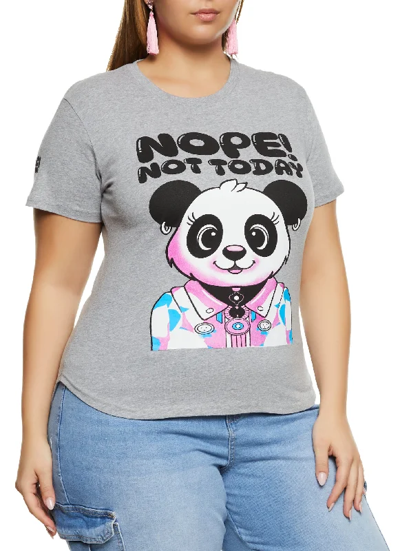 Plus Size Nope Not Today Panda Bear High Low Tee