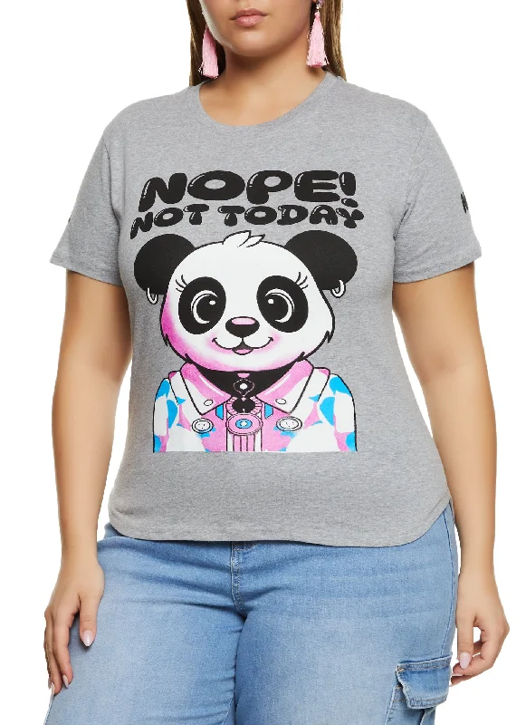 Plus Size Nope Not Today Panda Bear High Low Tee