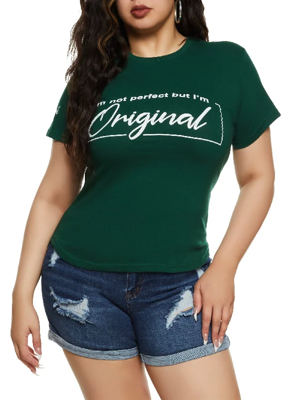 Plus Size Im Not Perfect But Im Original High Low Tee