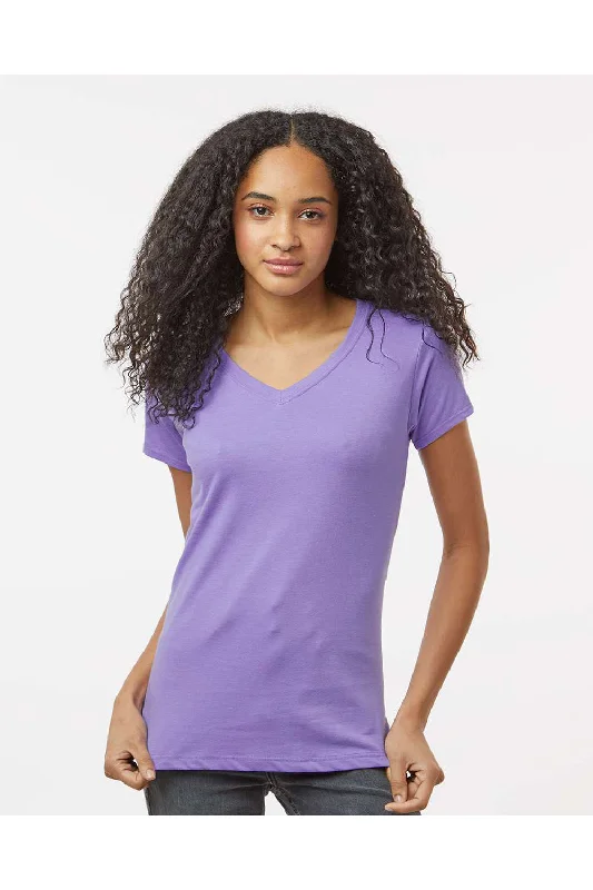 Kastlfel Womens Recycled Soft Short Sleeve V-Neck T-Shirt - Violet Purple - NEW