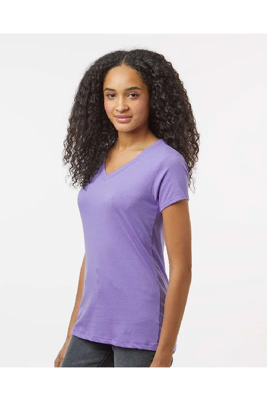 Kastlfel Womens Recycled Soft Short Sleeve V-Neck T-Shirt - Violet Purple - NEW