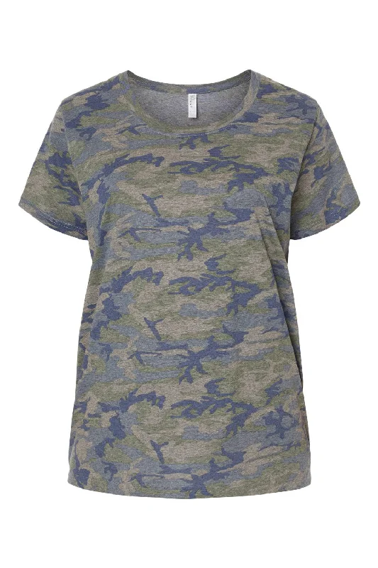 LAT Womens Curvy Collection Fine Jersey Short Sleeve Crewneck T-Shirt - Vintage Camo - NEW