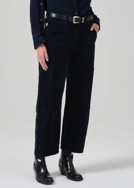 Marcelle Low Slung Easy Cargo Corduroy in Navy