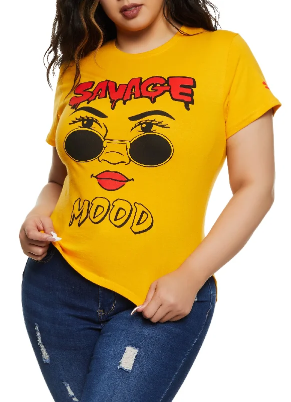 Plus Size Savage Mood High Low Tee