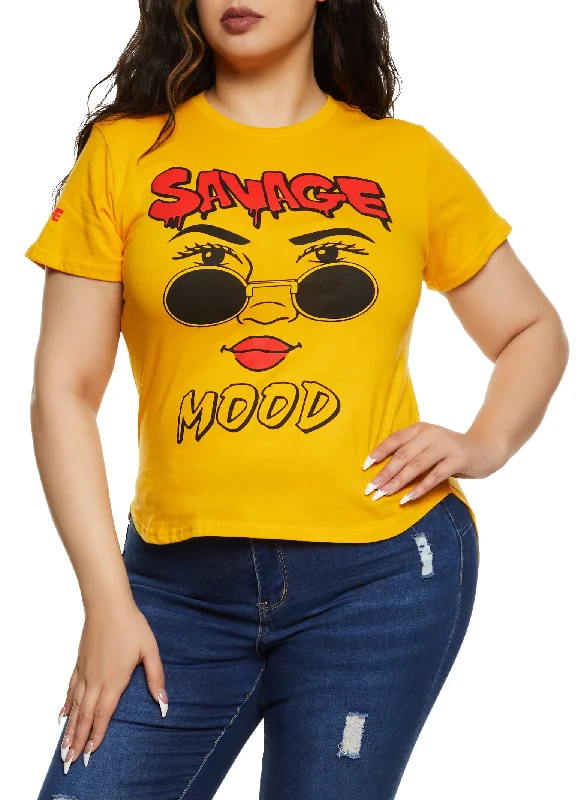 Plus Size Savage Mood High Low Tee