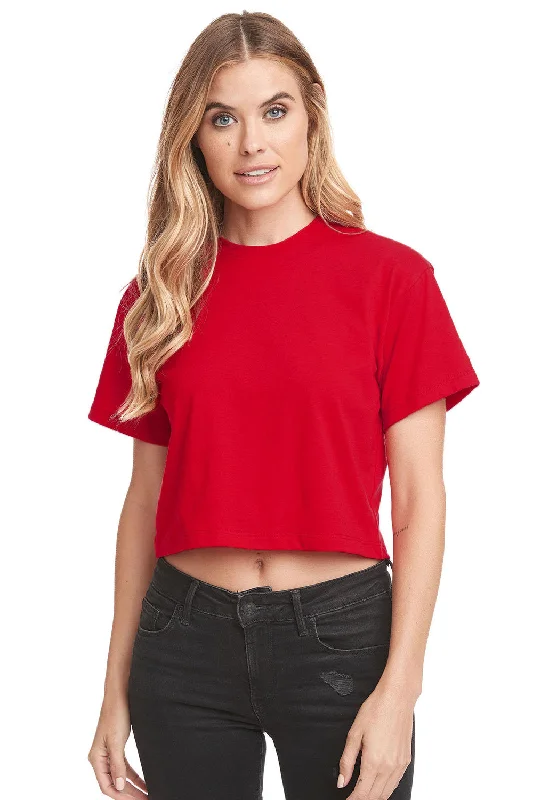 Next Level Womens Ideal Crop Short Sleeve Crewneck T-Shirt - Red