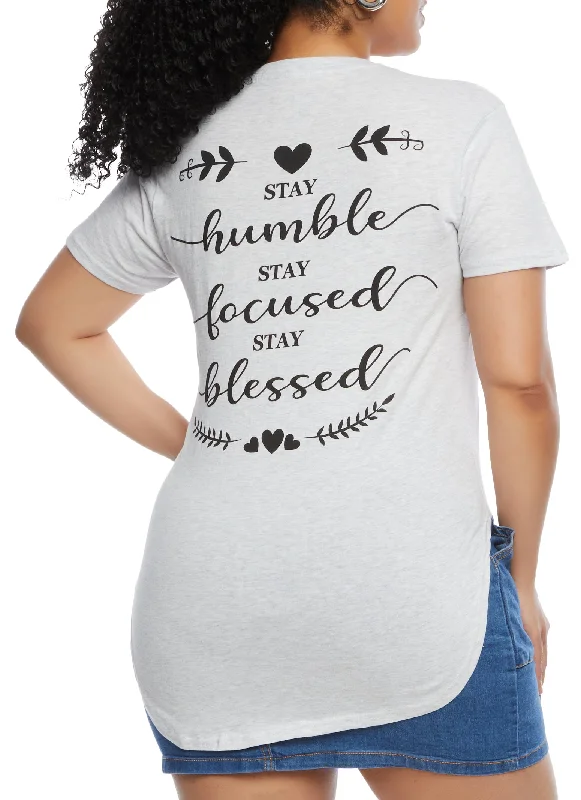 Plus Size High Low Hem Blessed Graphic Tee