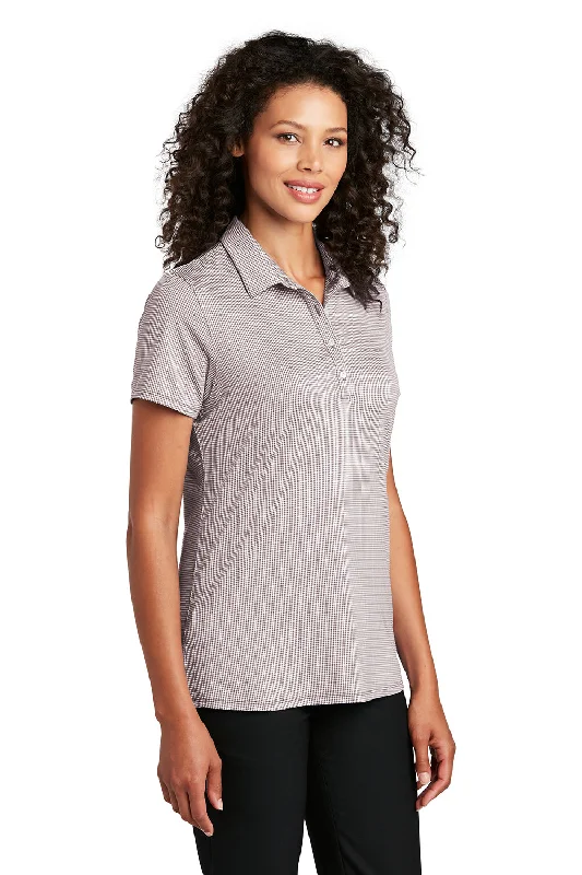 Port Authority Womens Gingham Moisture Wicking Short Sleeve Polo Shirt - Gusty Grey/White