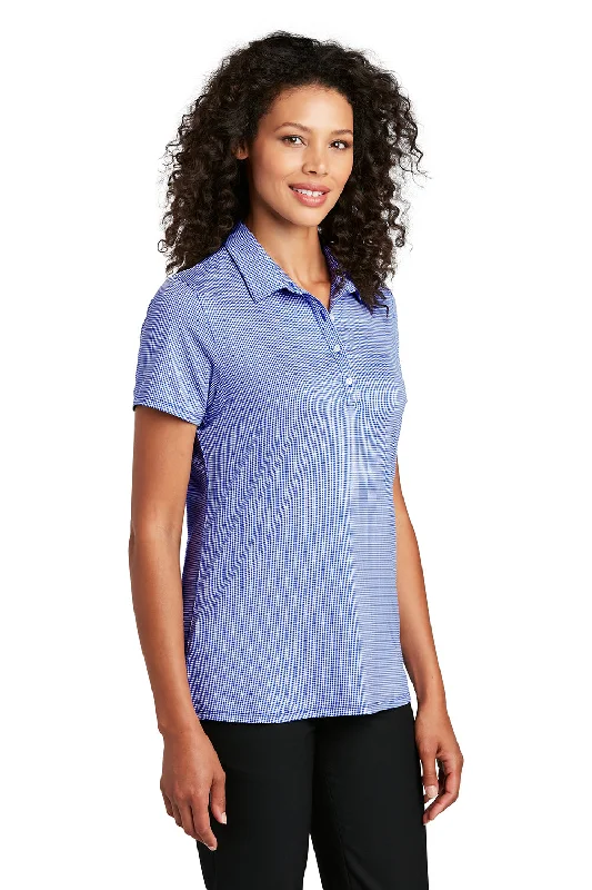 Port Authority Womens Gingham Moisture Wicking Short Sleeve Polo Shirt - True Royal Blue/White