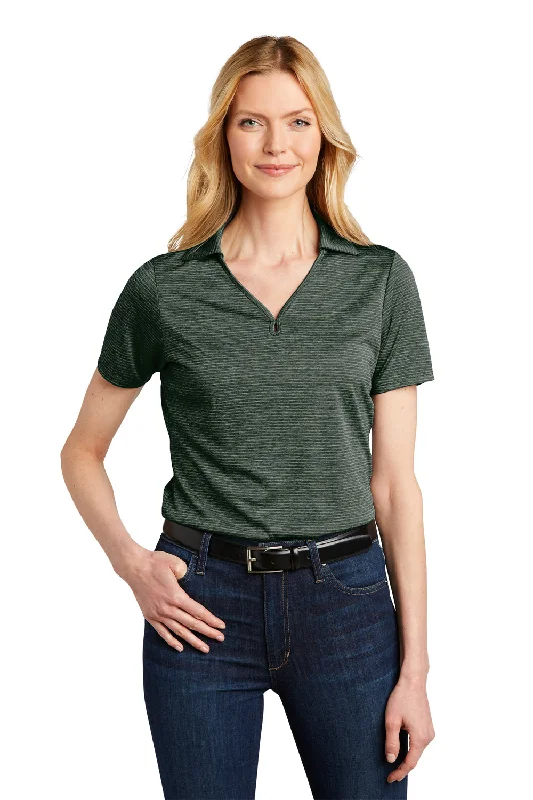 Port Authority Womens Moisture Wicking Shadow Stripe Short Sleeve Polo Shirt - Deep Forest Green