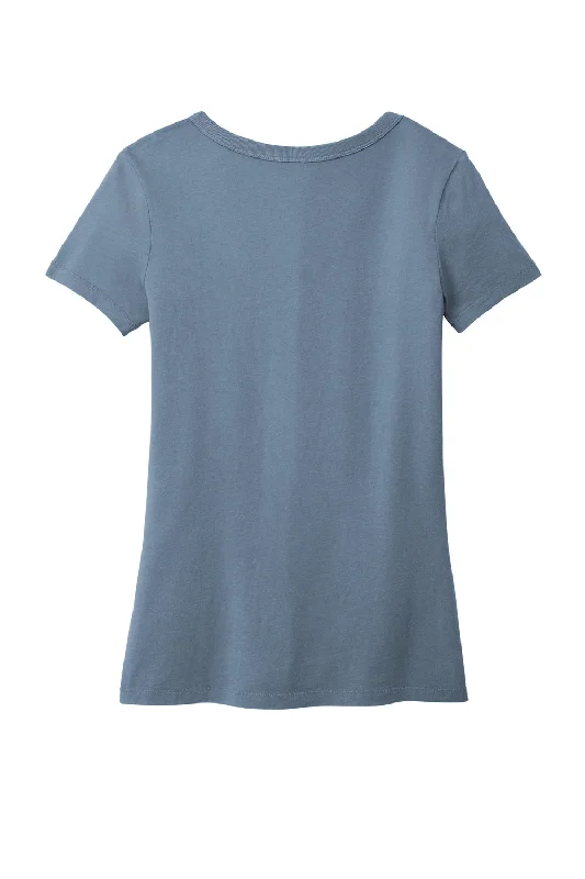 Port & Company Womens Beach Wash Garment Dyed Short Sleeve V-Neck T-Shirt - Faded Denim Blue