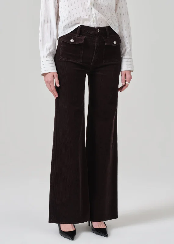 Raven Patch Pocket Wide Leg Corduroy in Clove