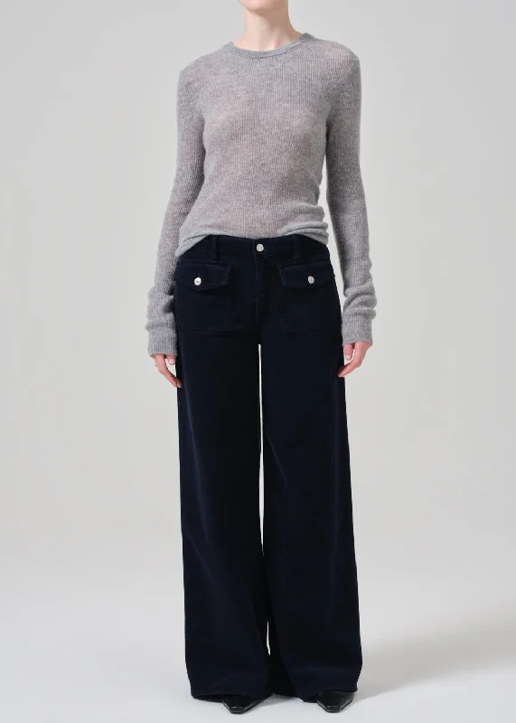 Raven Patch Pocket Wide Leg Corduroy in Navy