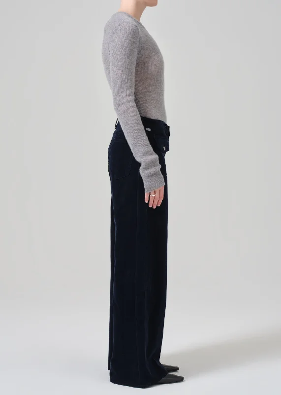 Raven Patch Pocket Wide Leg Corduroy in Navy