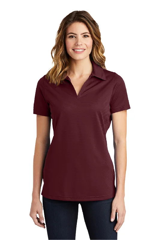 Sport-Tek Womens Active Mesh Moisture Wicking Short Sleeve Polo Shirt - Maroon