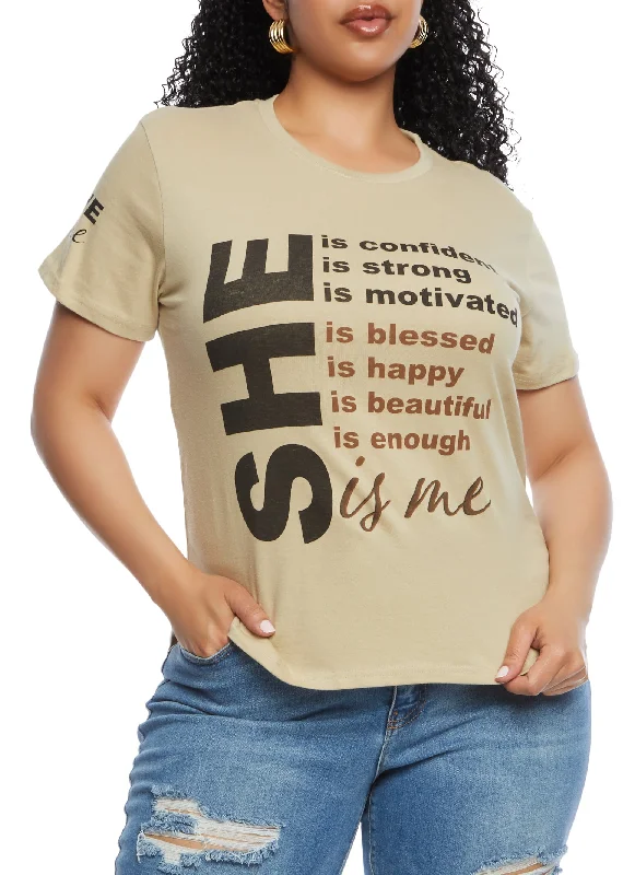 Plus She Is Me Graphic High Low Tee