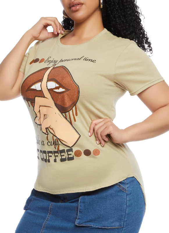 Plus Size Enjoy Personal Time Make A Cup Of Coffee Graphic Tee