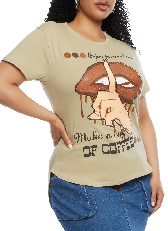 Plus Size Enjoy Personal Time Make A Cup Of Coffee Graphic Tee