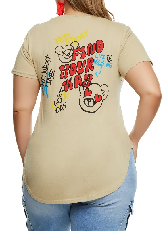 Plus Size Find Your Way Graphic High Low Tee