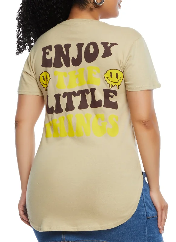 Plus Size High Low Hem Enjoy The Little Things Graphic Tee