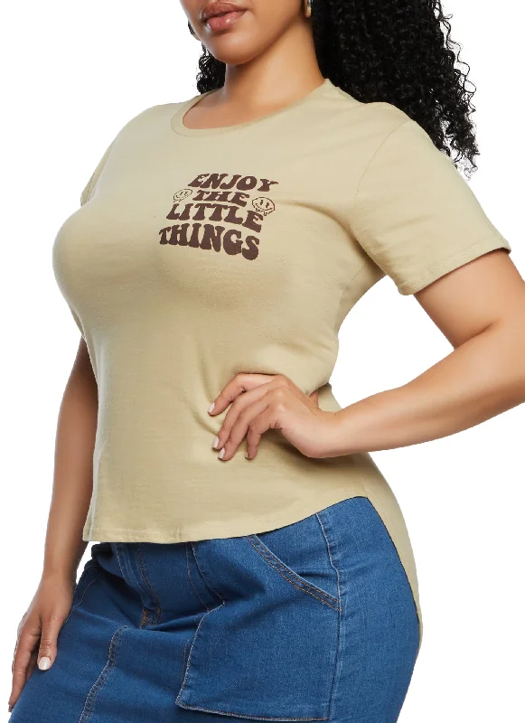 Plus Size High Low Hem Enjoy The Little Things Graphic Tee