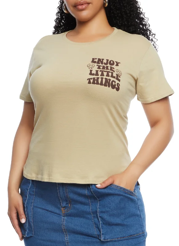 Plus Size High Low Hem Enjoy The Little Things Graphic Tee