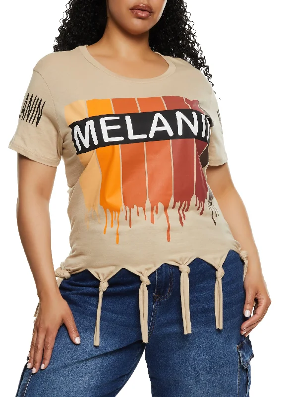 Plus Size Melanin Drip Knot Fringe Tee