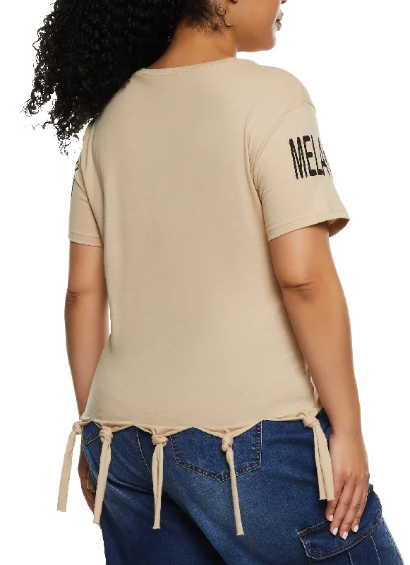 Plus Size Melanin Drip Knot Fringe Tee