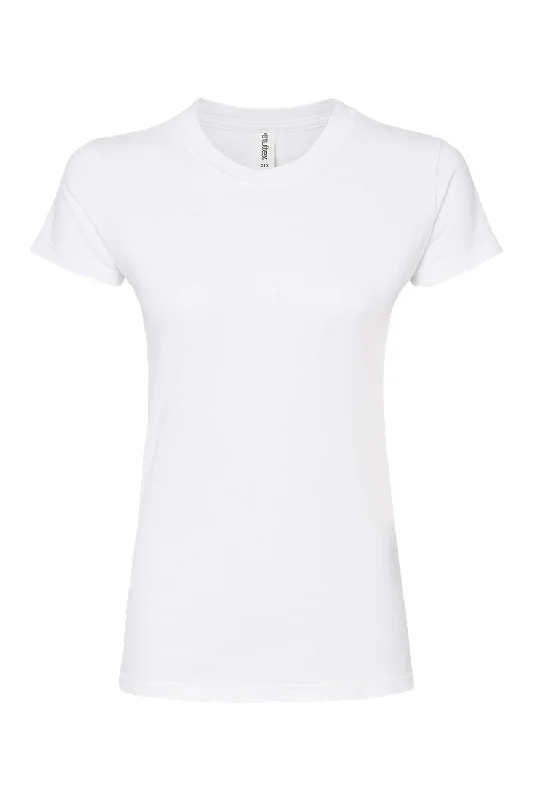 Tultex Womens Fine Jersey Slim Fit Short Sleeve Crewneck T-Shirt - White - NEW