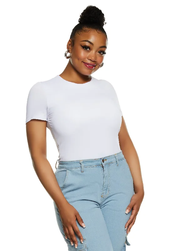 Plus Size Daisy Double Layer Crew Neck Bodysuit