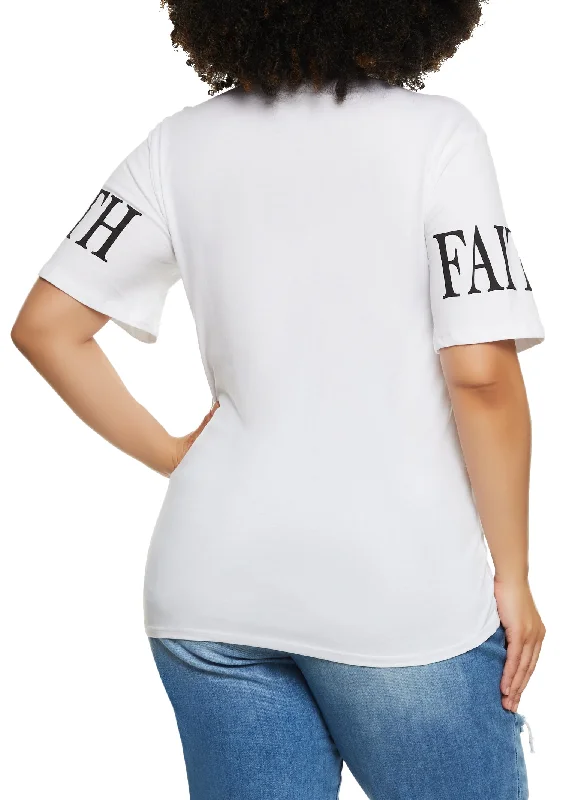 Plus Size Faith Over Fear Sequin Graphic Tee