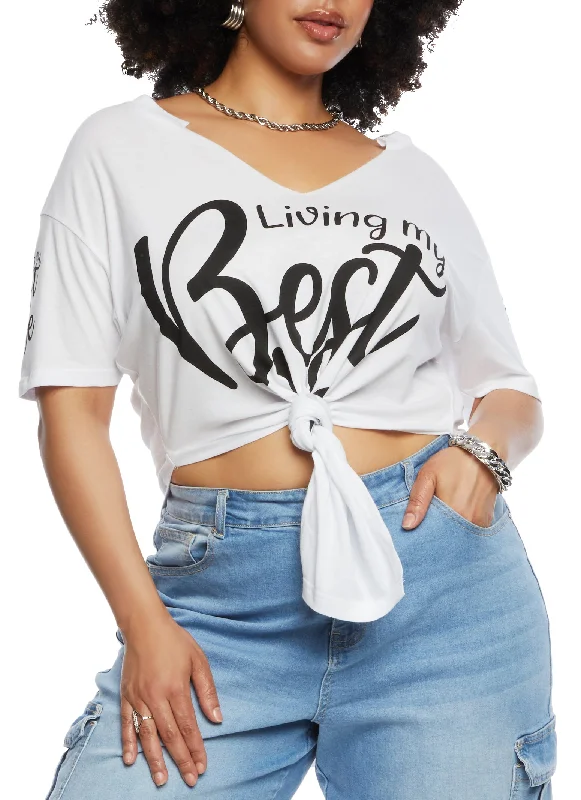 Plus Size Hanky Hem Living My Best Life Graphic Tee