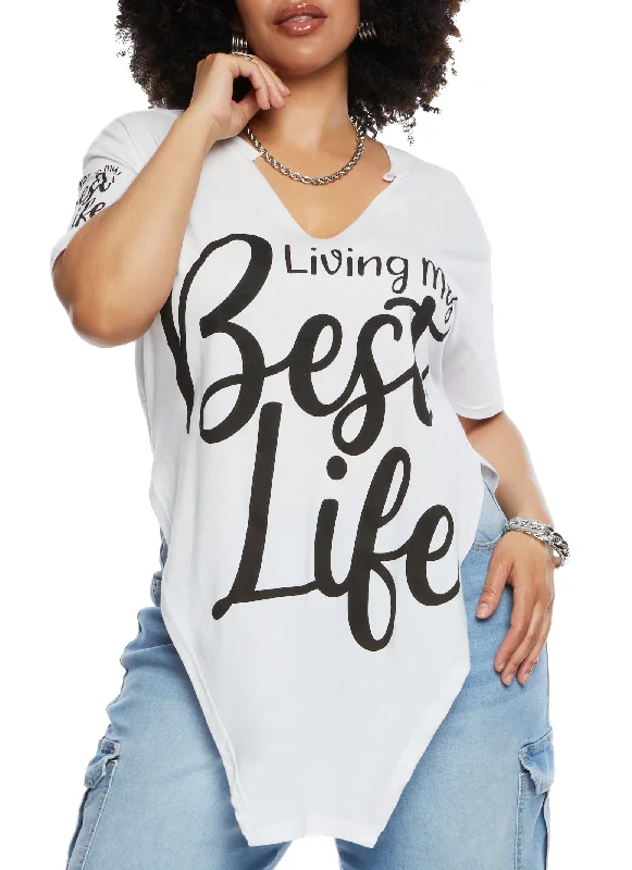 Plus Size Hanky Hem Living My Best Life Graphic Tee