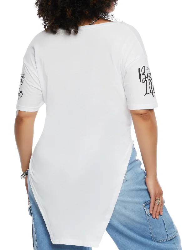 Plus Size Hanky Hem Living My Best Life Graphic Tee