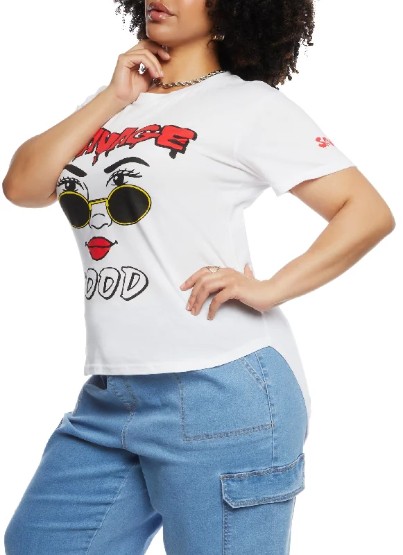 Plus Size High Low Hem Savage Mood Graphic Tee