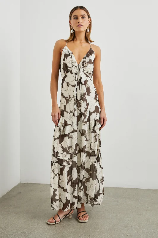 BOA DRESS - MOCHA FLORAL