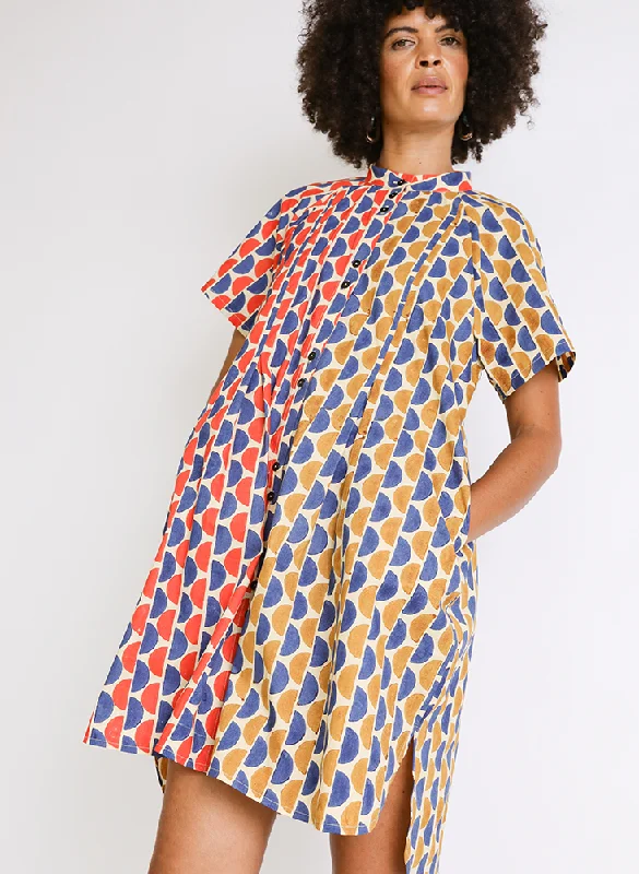 Brenna Dress, halves block print