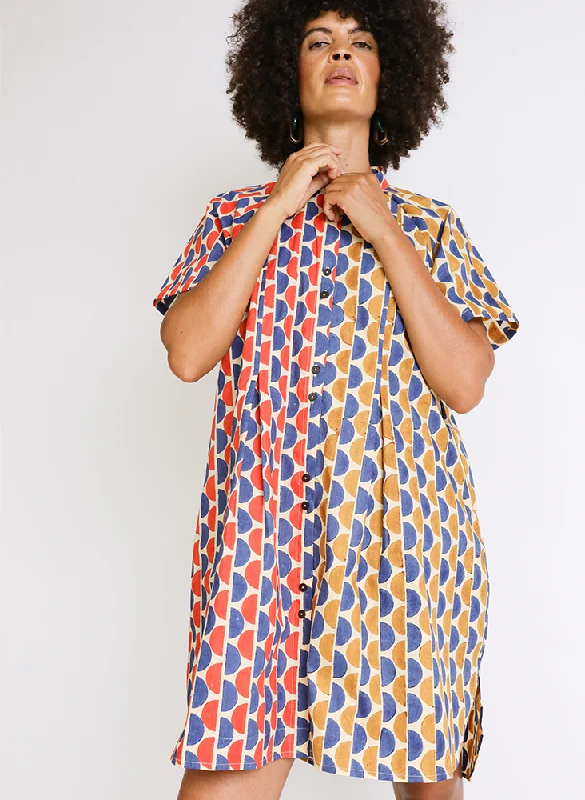 Brenna Dress, halves block print