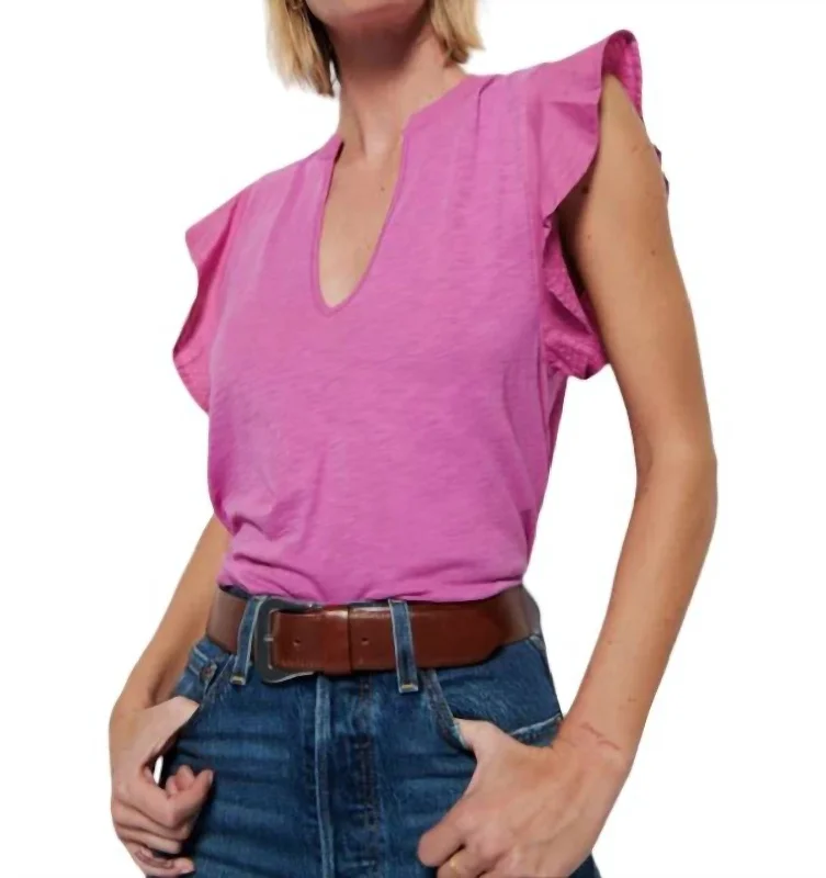 Constance V-Neck Top In Rosebud